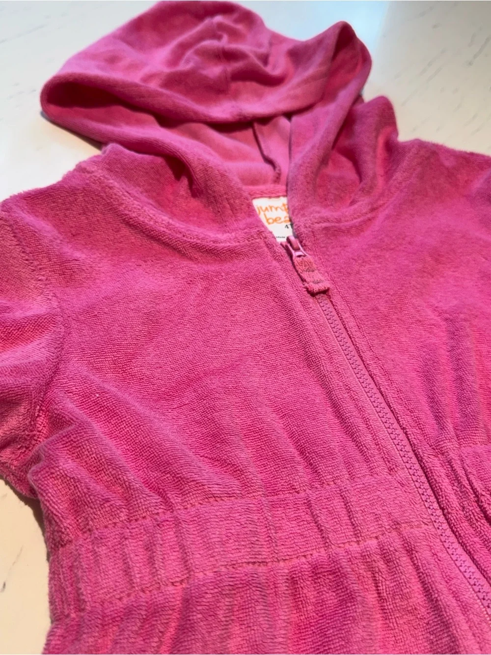 jumping beans Hot Pink Hooded Terry Zip Dress with Ruffle Hem NWT